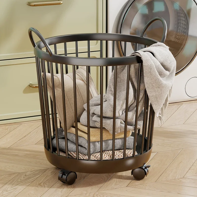 Dirty clothes basket Dirty clothes storage basket Household with wheels Removable laundry basket Bathroom rack laundry hamper