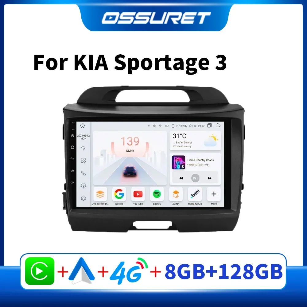 

OSSURET Android Auto Radio for KIA Sportage 3 2010 2012 2013 -2016 Car Multimedia Player GPS Carplay autoradio 7862 head unit