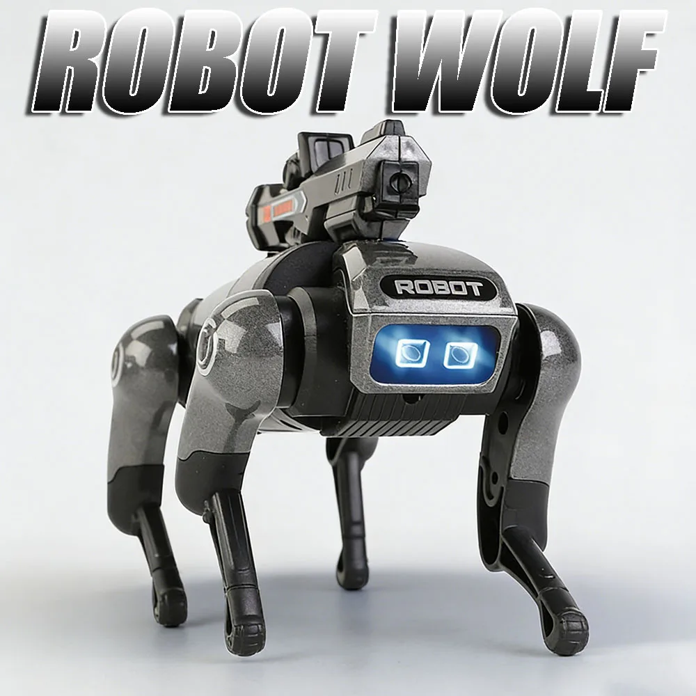 

14,5 см робот-волк, игрушечные модели, сплав, литой под давлением, ходячий робот, сенсорный звук, свет, электронные собаки для детей, взрослых, подарки