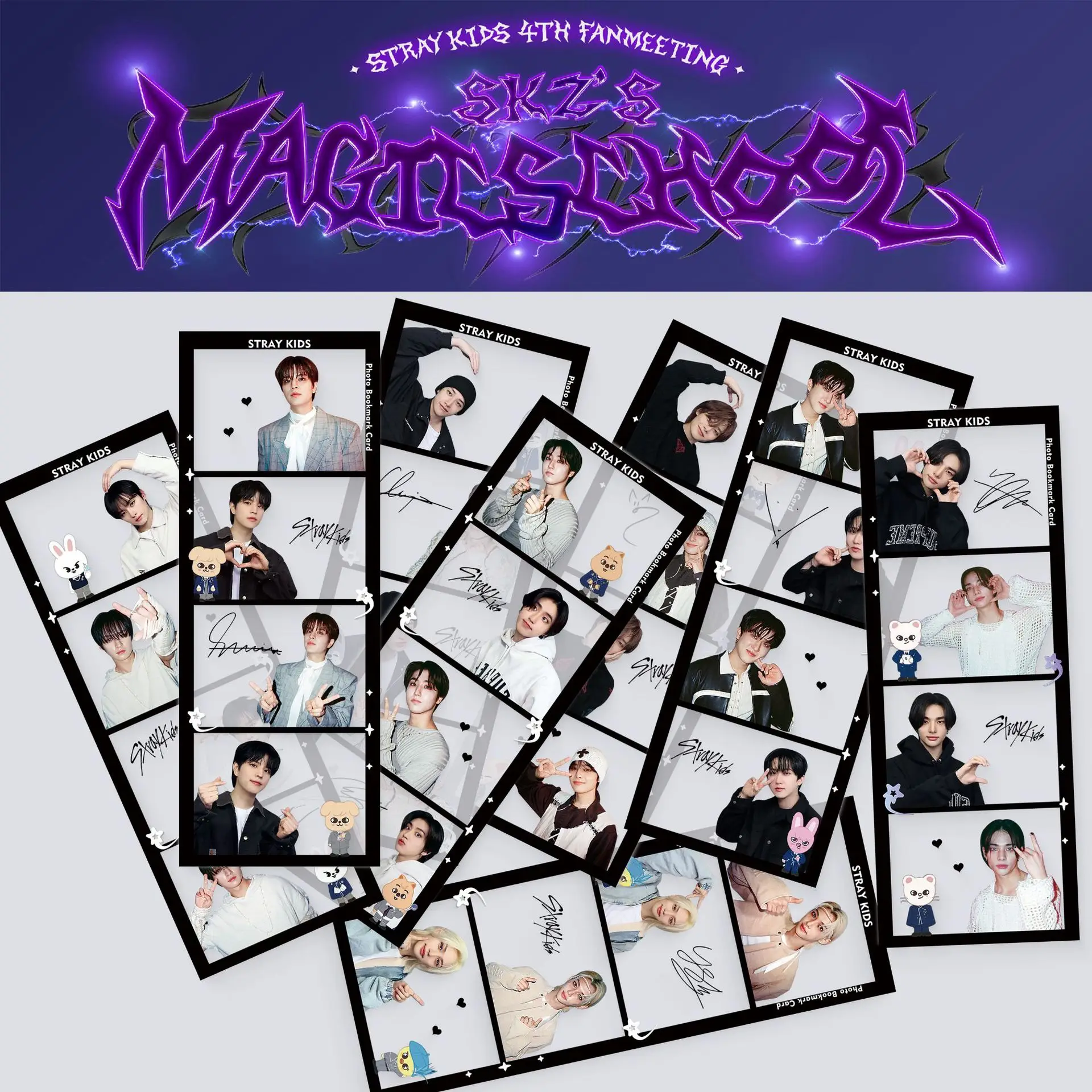 

Коллекция закладок StrayKids Men's Group Four Palace Grid, водонепроницаемые ПВХ-теги для селфи серии Collection Collection Collection