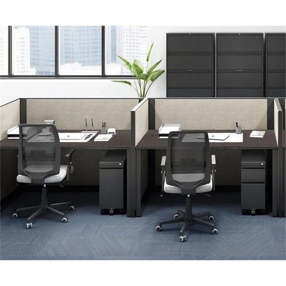 خزانة ملفات بقاعدة معدنية حديثة متنقلة بدرجين مع سحاب، أسود أنيق، حل تخزين المكتب