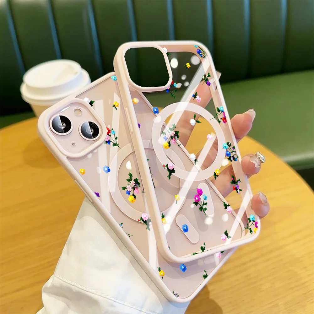 Einfache Tulpenblumen-Schutzhülle für iPhone 17 14 12 Pro Max 13 16 15 Plus 11 Hüllen für MagSafe kabelloses Laden stoßfeste Hülle – Detail 10
