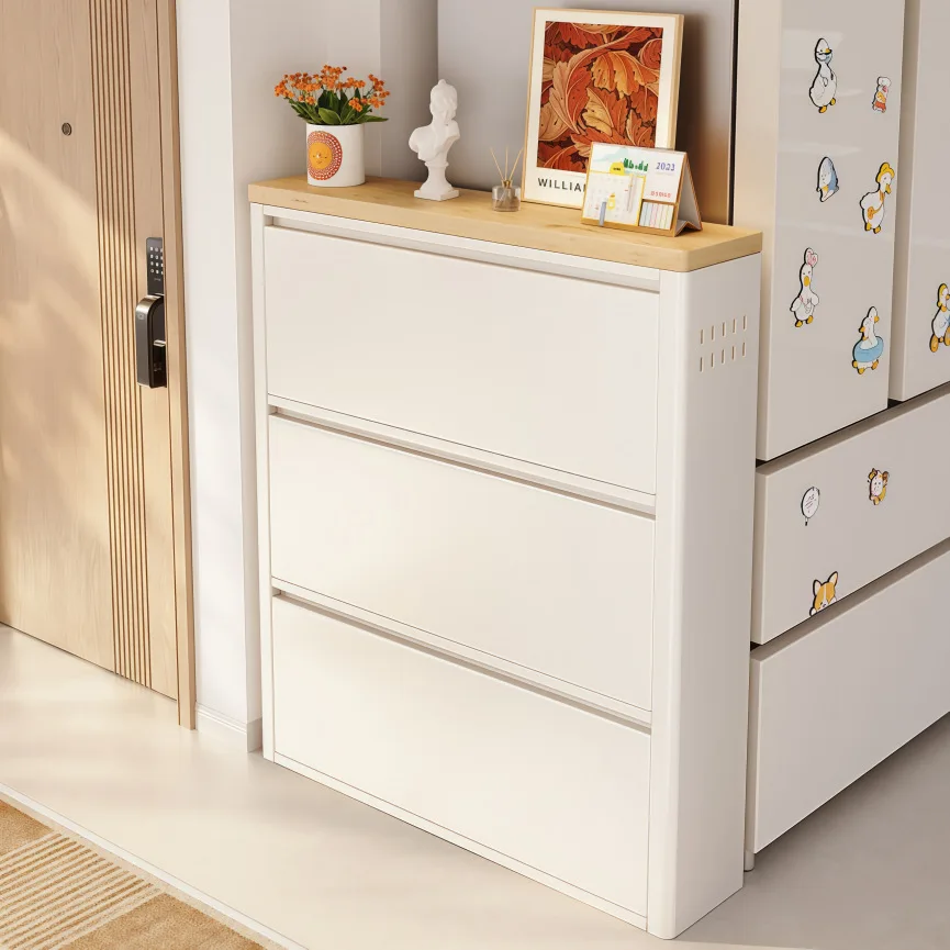 Steel tipping bucket shoe cabinet door integrated cabinet 15cm wide entrance cabinet living room iron
