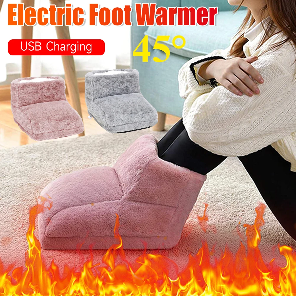 Electric Heater Foot Warmer USB Charging Fleece Soft Warm Foot Cover Washable Winter Feet Heating Pads For Home Bedroom Sleeping