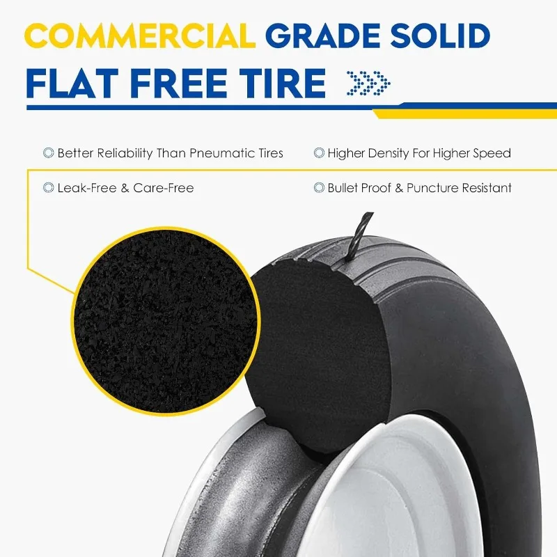 New Flat Free Mower Tire on Wheel 9x3.50-4 - Centered Hub 4