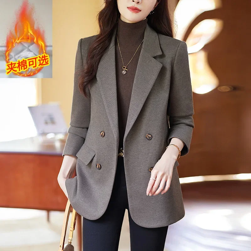 

Superior sense blazer spring and autumn 2024 new autumn and winter Korean version thickened top casual double-breasted