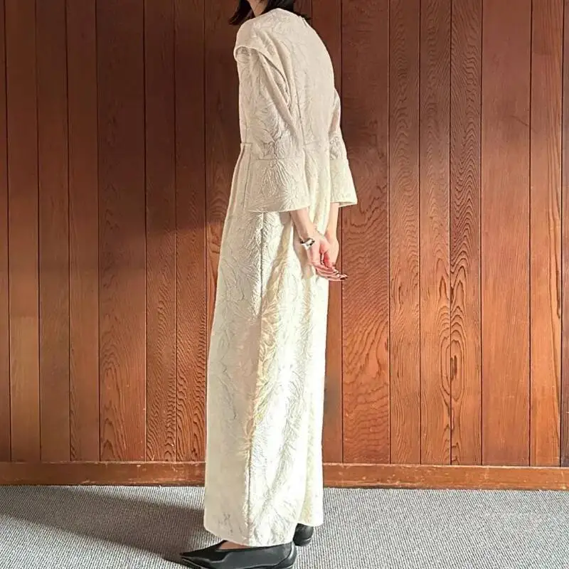 

BabYoung Тонкое свободное платье с высокой талией Vestidos De Mujer в японском литературном стиле, кружевное платье 2022, летнее длинное платье с v-образным вырезом и пуговицами, Femme