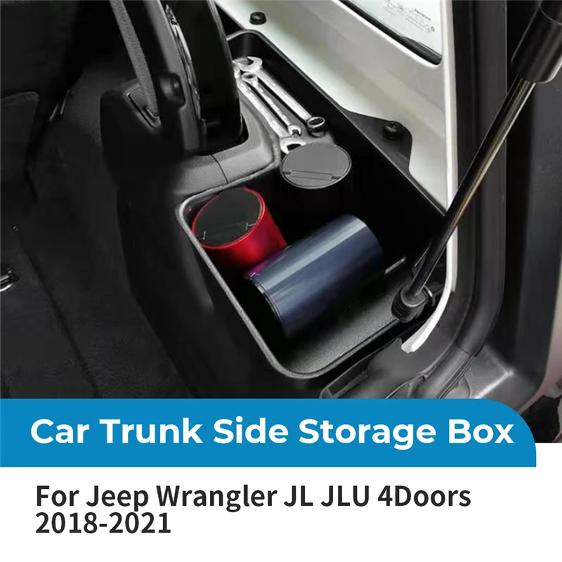 For Jeep Wrangler JL JLU Sahara Rubicon 2018-2021 Rear Side Storage Box Tray Stowing Tidying Rear Trunk Organizer Interior Parts