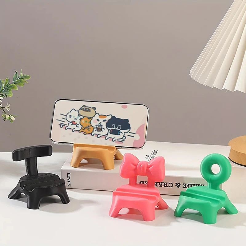 （Summer4）1 Pc Dopamine Color Creative Stool Phone Stand, Desktop Office Desk Fun Decor, Tablet Support Holder, Photo Frame Stand view 6