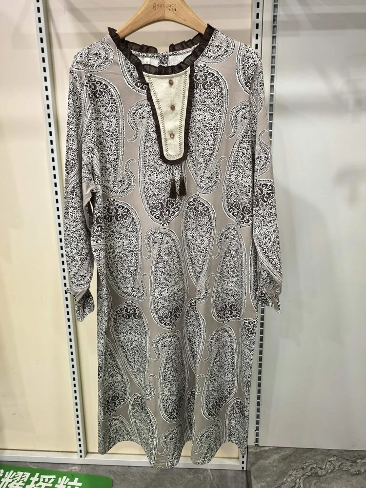 tagkita-lace-trim-long-sve-round-ne-cotton-pajama-women's-home-spwear-comfortable-breathable-mid-length-dr