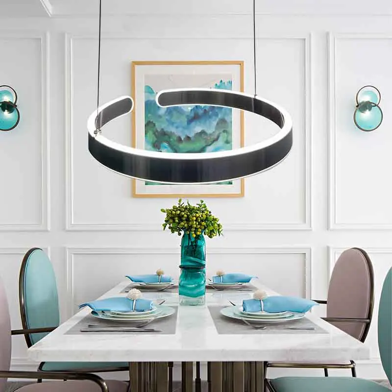 

2024 New RC Dimming Automatic Lifting Ring Ceiling Chandelier Living Dining Table Room Lamps Luxury Modern Home Decor Hall Light