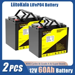 2 szt. Baterii LiitoKala 12V/12.8v 50AH 60AH lifepo4 z 50A BMS do baterii 12V ksenonowe światło RV inwerter do przechowywania energii słonecznej