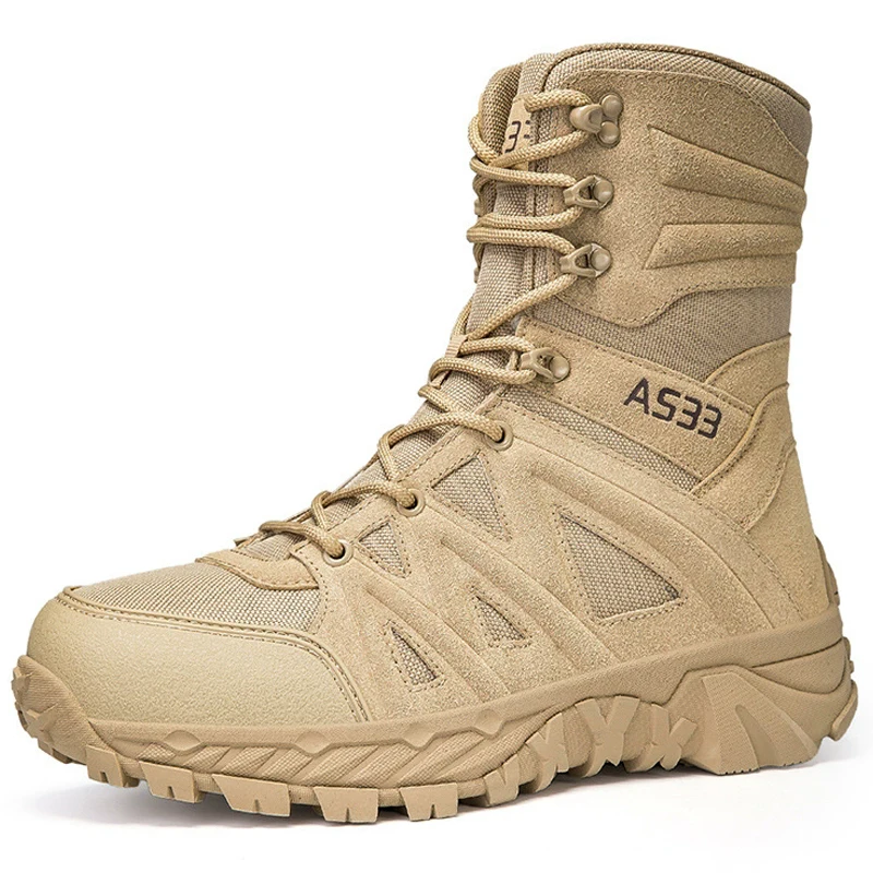 

High-top Male Desert boots side zipper Combat tactical boots Men shoes Outdoor Hiking boots Non-slip Men Training boots Autumn
