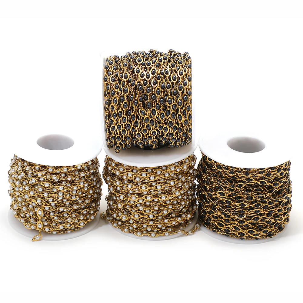 1 Meter PVD Gold Edelstahl Perlen-Augenketten für DIY Damenschmuck Halsketten Armbänder Ohrringe Bastelbedarf – Detail 5