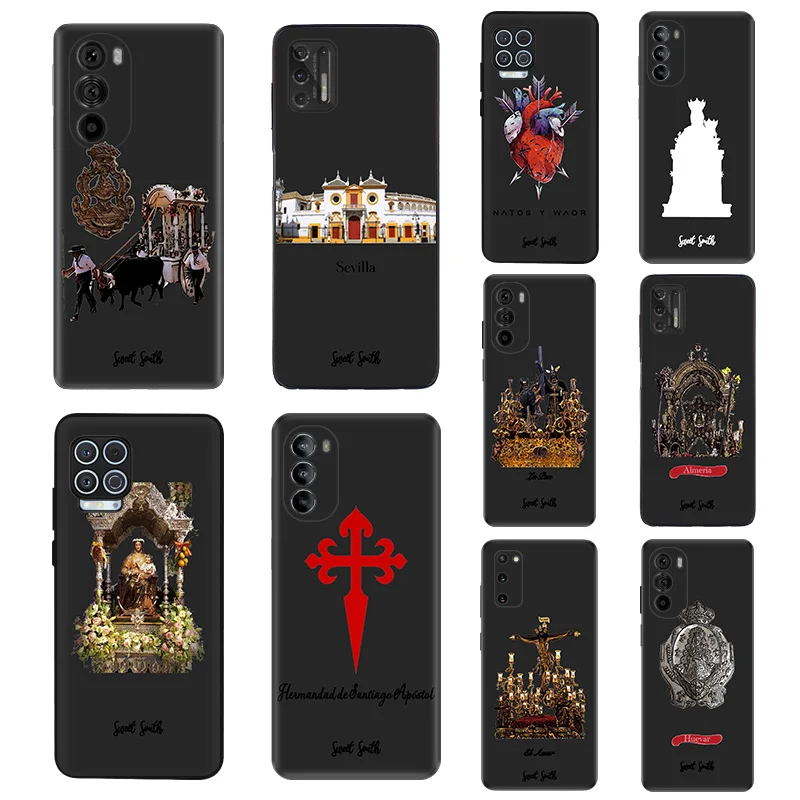 Phone Case For Motorola Edge 40 30 20 G9 G73 G53 G72 G52 G22 G71 G60 G50 G51 Virgin Mary Jesus Church Shell Black Cases Cover