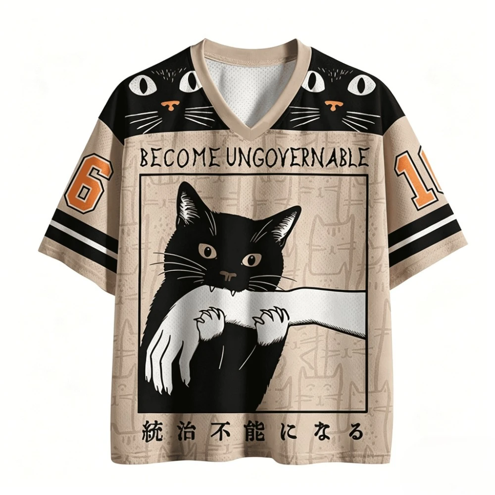 Amerikanisches Retro-T-Shirt mit lustigem Cartoon-Muster, 3D-Druck, atmungsaktiv, schnell trocknend, für Männer und Frauen, V-Ausschnitt, Outdoor, Straßensport, Eltern-Kind-Kleidung – Detail 6