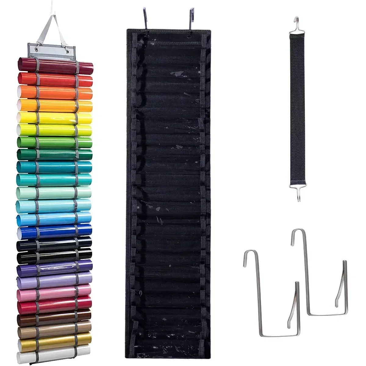 12/24Grid Vinyl Storage Holder Hanging Bag Vinyl Roll Storage Rack Vinyl Storage Organizer Hanging Pocket Behind The Door NEW