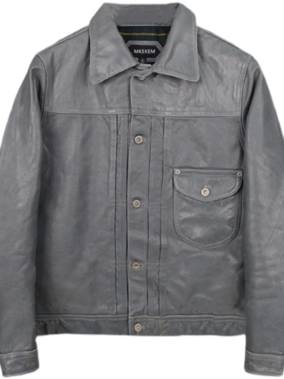 Jaqueta de couro jeans retrô dos anos 1930, couro de cavalo nativo de primeira camada masculina 506, ajuste fino derivado