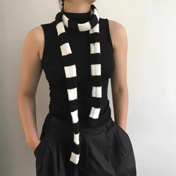 Punk Harajuku Subculture Two-dimensional Striped Thin Scarf Woman Thickened Knitted Concave Decorative Scarf Men Women