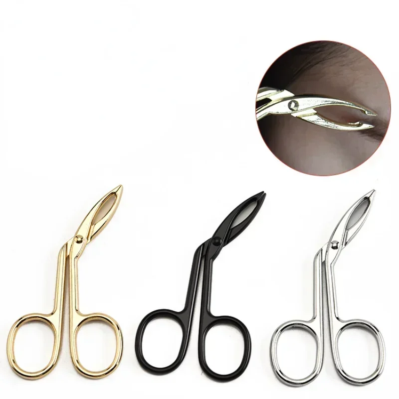 Professional Elbow Eyebrow Pliers Clip Scissors Tweezers Straight Pointed Stainless Steel Eyebrow Plucking Makeup Beauty Tools