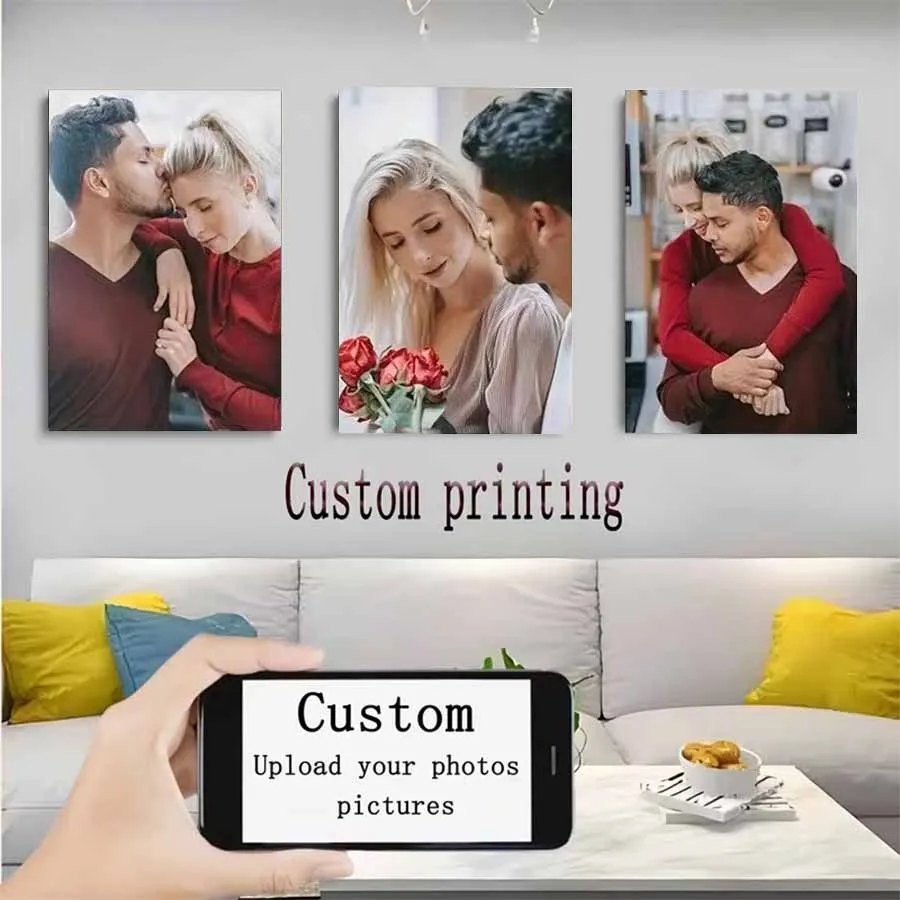 3pcs/set Custom Personalized Photo Canvas Printing Suitable for Family Life Pets Scenery Couple Weddings Home Decor Poster Gifts