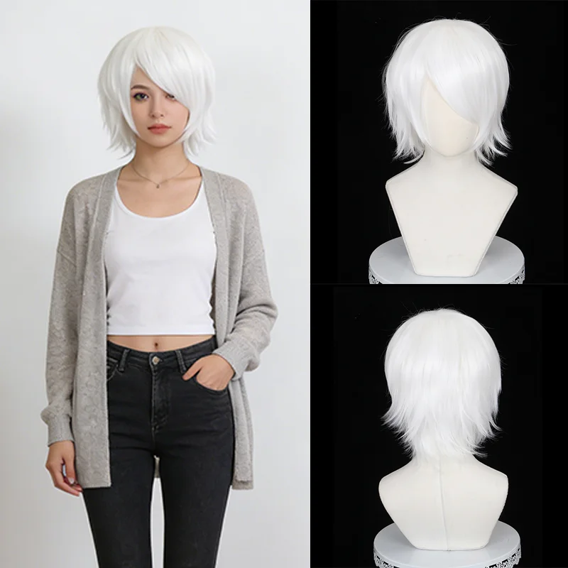 Purple/White Spiky Cosplay Wig Unisex Anime Heat Resistant Synthetic Hair for Jujutsu Kaisen Gojo Satoru Cosplay Costume Party