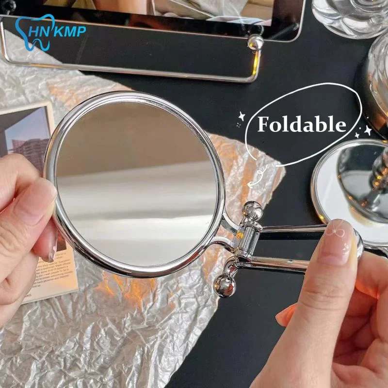Portable Foldable Mirror Double-Sided 2x/5x/10x Magnification 360° Rotation Handheld Table Standing Makeup Tool