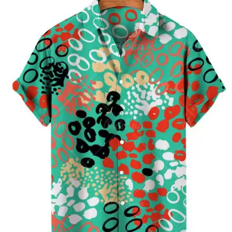 New design 3D printing fashionable and cool ice cream shirt beach party top short sleeved lapel shirt men's and women's shirt