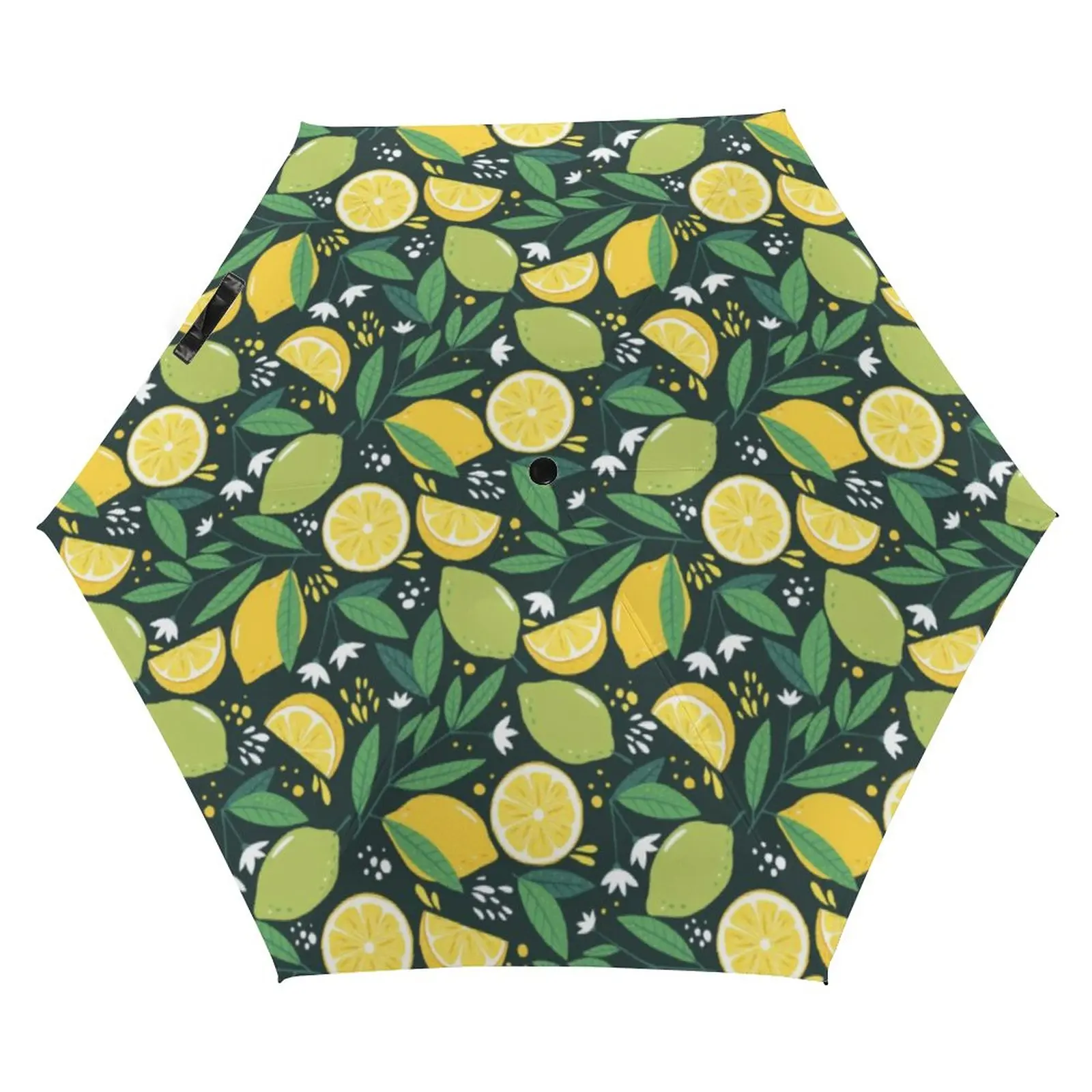 Yellow Lemon Pocket Umbrella Tiles With Flowers 3 Fold Manual Umbrella Portable UV Protection Umbrellas for Male Female