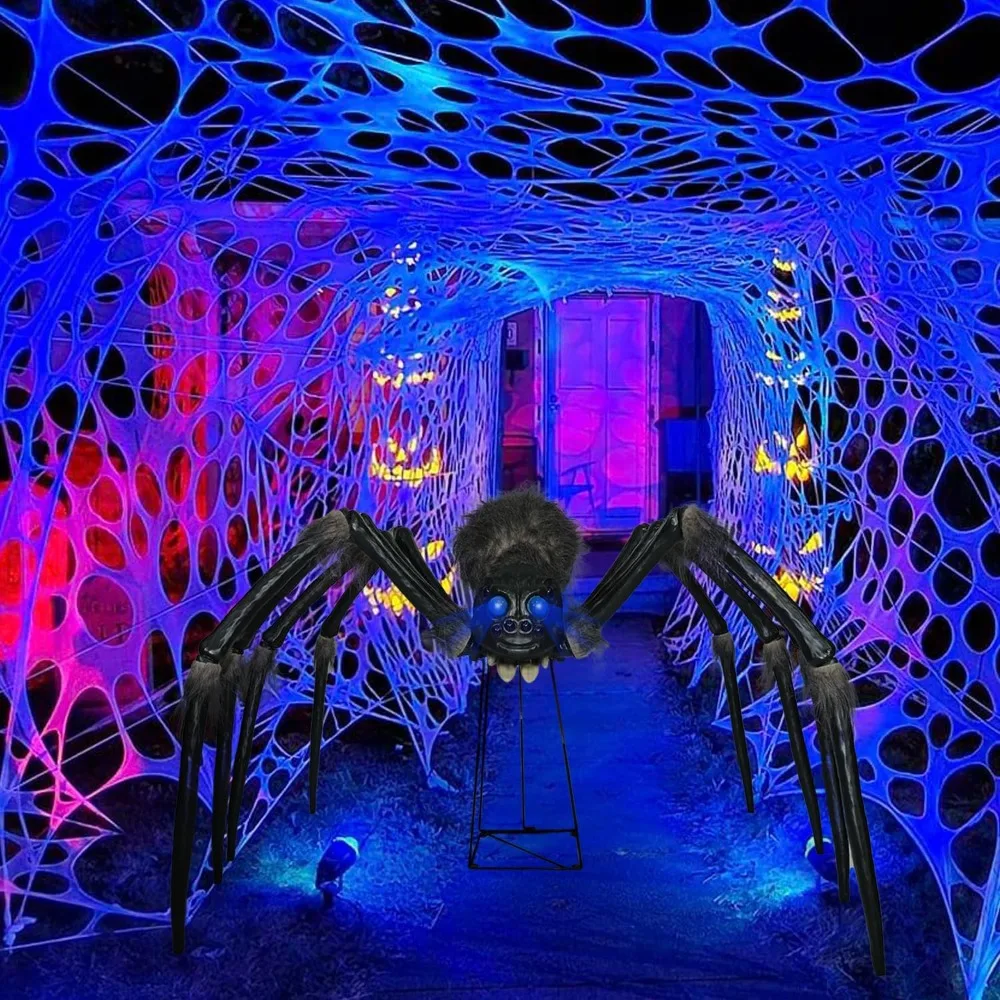 6Ft Giant Phreaky Phil Spider Halloween Animatronic Decorations,Light Eyes,Scary Sound for Indoor Outdoor