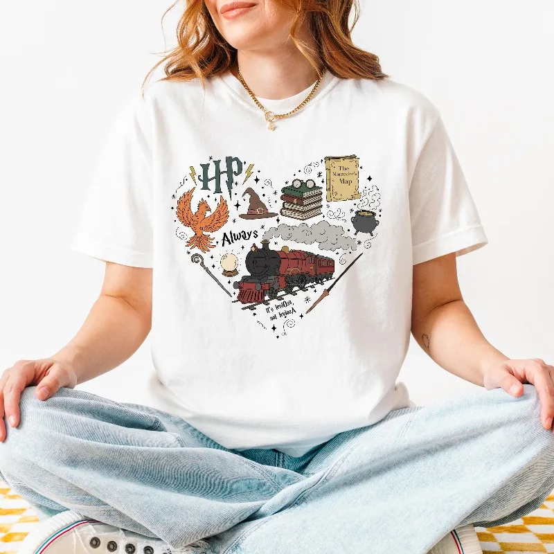 HP Love T-shirt, Fantasy Wizard, Bookworm Magic Harry Potter Fan Gift Quatre Saisons Nouveau Style Unisexe Casual Pur Coton T-shirt