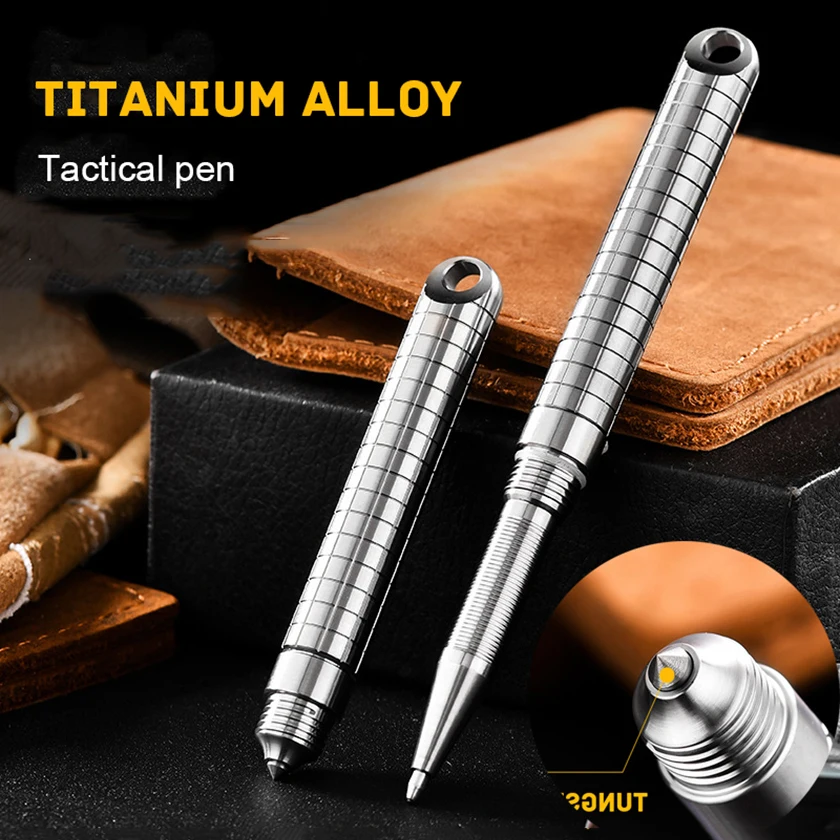 

7.3cm Mini Titanium Portable Signature Pen EDC Portable Keychain Pen Outdoor Travel Metal Ballpoint Pen Break Windows Tool