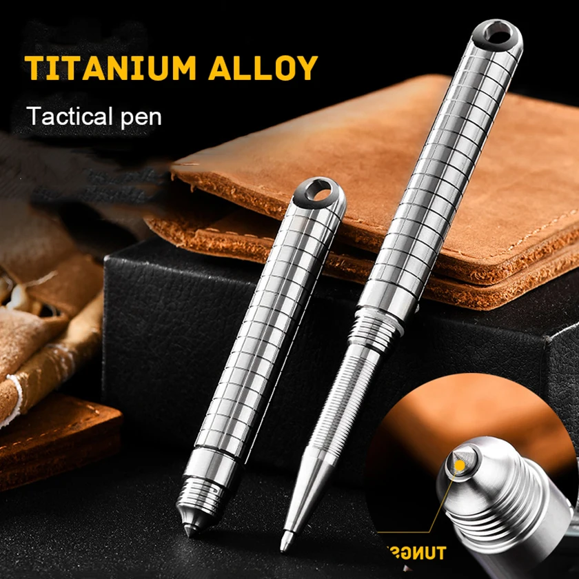 7.3cm Mini Titanium Portable Signature Pen EDC Portable Keychain Pen Outdoor Travel Metal Ballpoint Pen Break Windows Tool