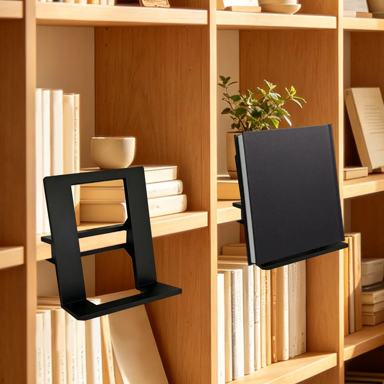 Unique Bookshelf Floating Notebook Textbook Clamp Mount Display Holder Floating Bookcase for Flower Pot Vase Record Music