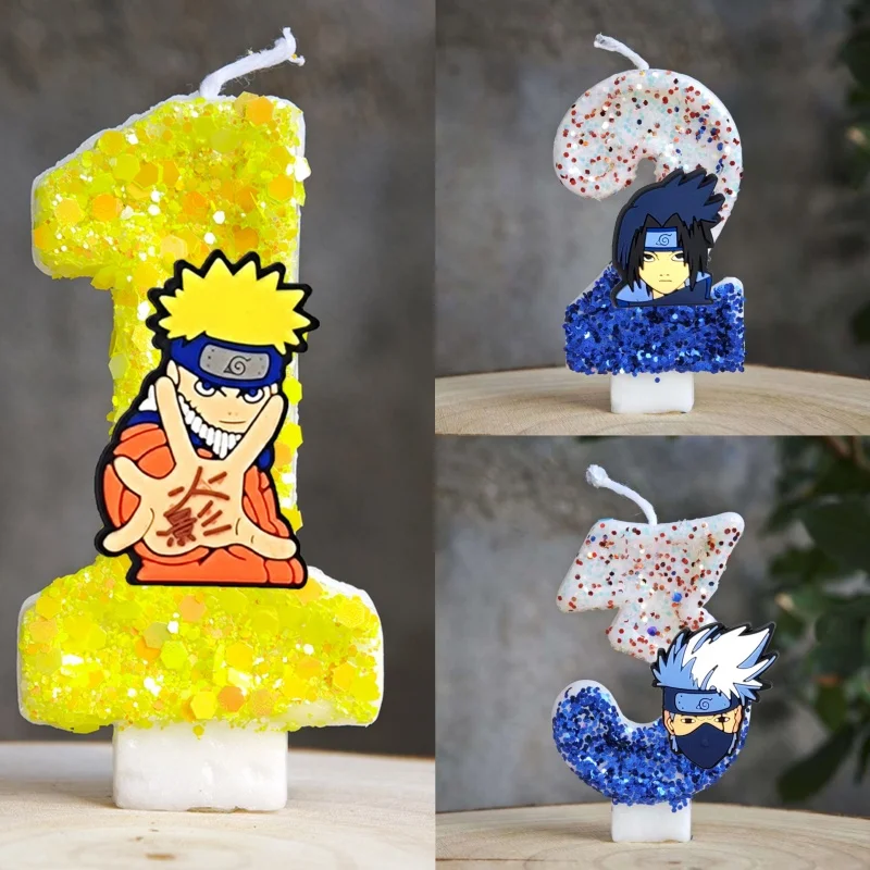 جديد ناروتو الشموع أنيمي موضوع 0-9 عدد الشموع استحمام الطفل كعكة المكونات في الاطفال كعكة عيد ميلاد الديكور هدية لوازم #1
