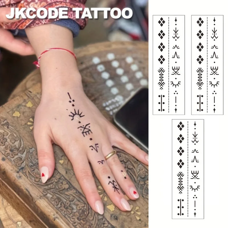 Wasserfeste Mehndi-Design Temporäre Tattoos, Sterne, Sonne, Mond, Dauerhaft 3-7 Tage, Tattoos für Frauen