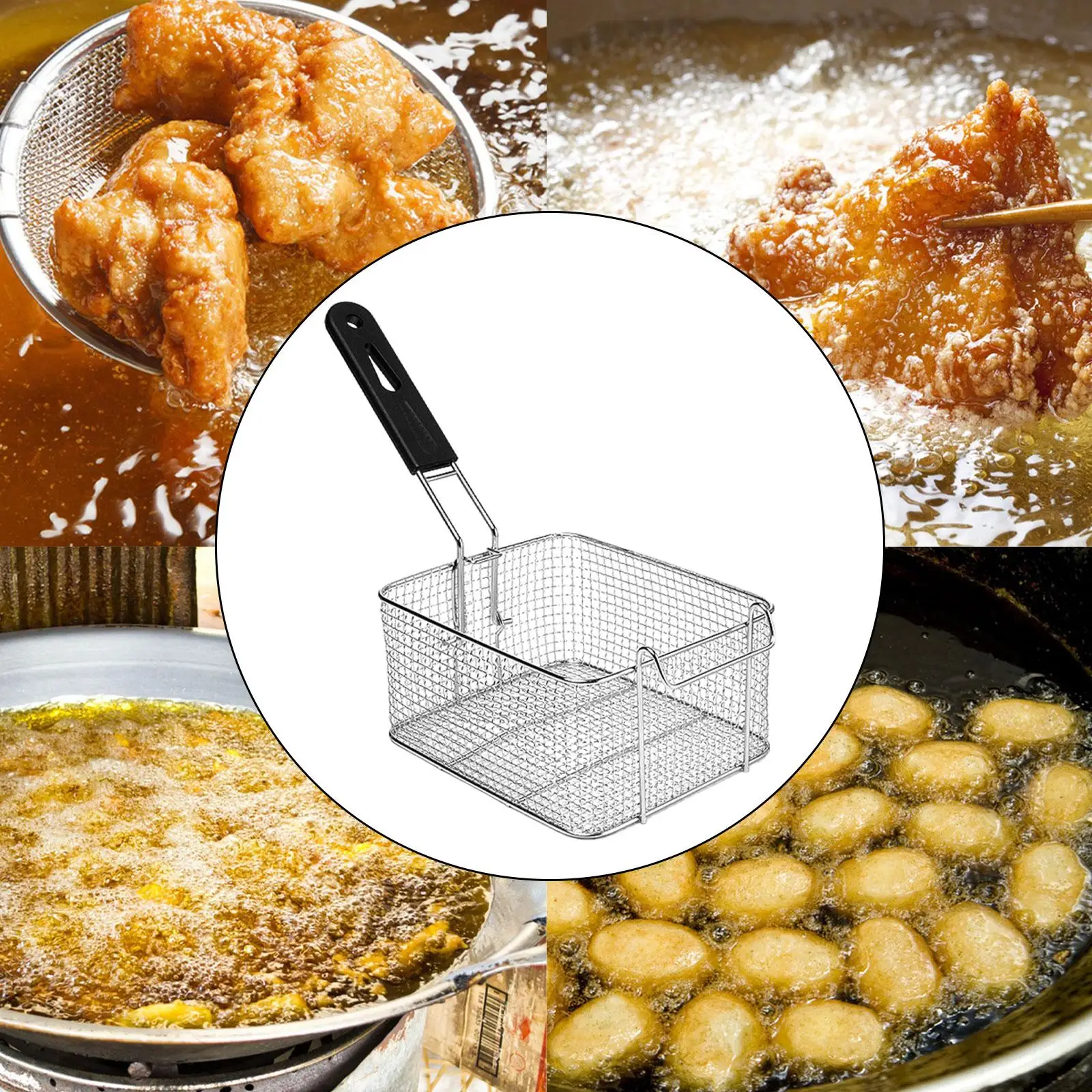 Frying Basket Deep Fryer Basket Colander Strainer Basket Food Presentation Baskets Deep Fry Basket for Kitchen