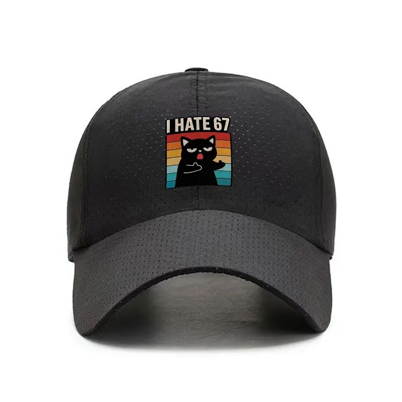 I Hate 67 Funny Cat Quick Dry Baseball Cap Adjustable Outdoor Sun Hat for Men and Women