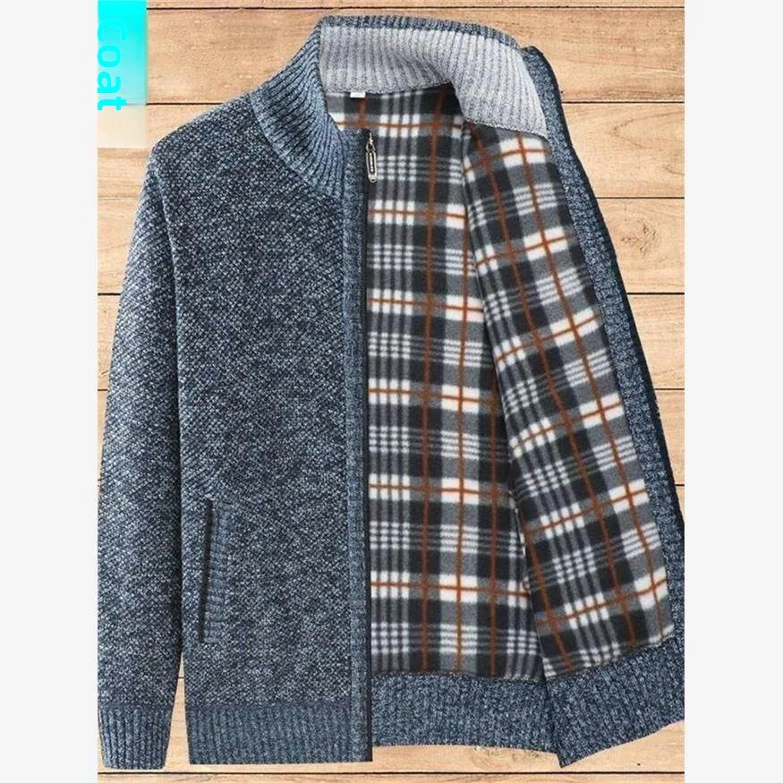 

Prtion Brand Men's Knitted Cardigan Winter Thiened Fce Casual Sweater Ciwalk Collar Nine Sve Non-deformable