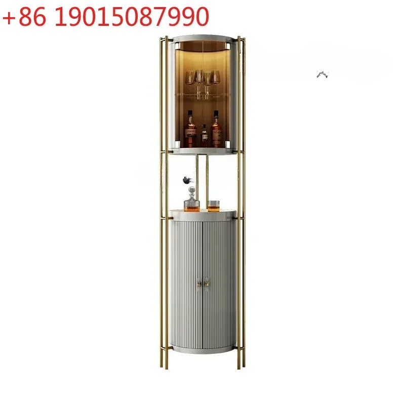 

Витрина-шкаф угловой из массива дерева, современный, в стиле легкой роскоши, высокий, со стеклянными дверцами и подсветкой, для столовой