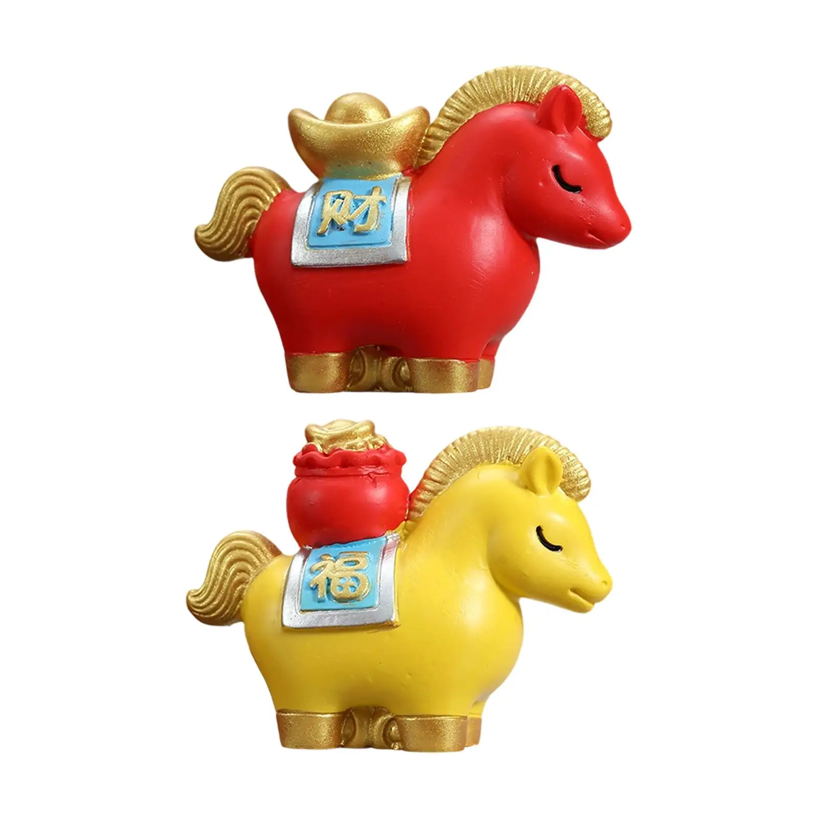 Decorative Sculpture Cute Resin Horse Ornament for Car Interior Desk Top Animal Figurine Home Decor