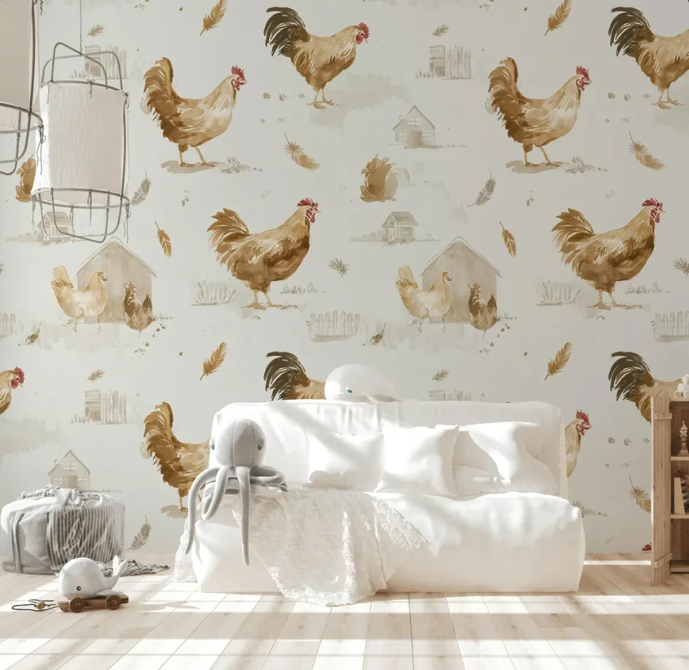 Customized murals, countryside farm, rooster wallpaper, living room, bedroom, all house covered with rooster decoration 3d mural