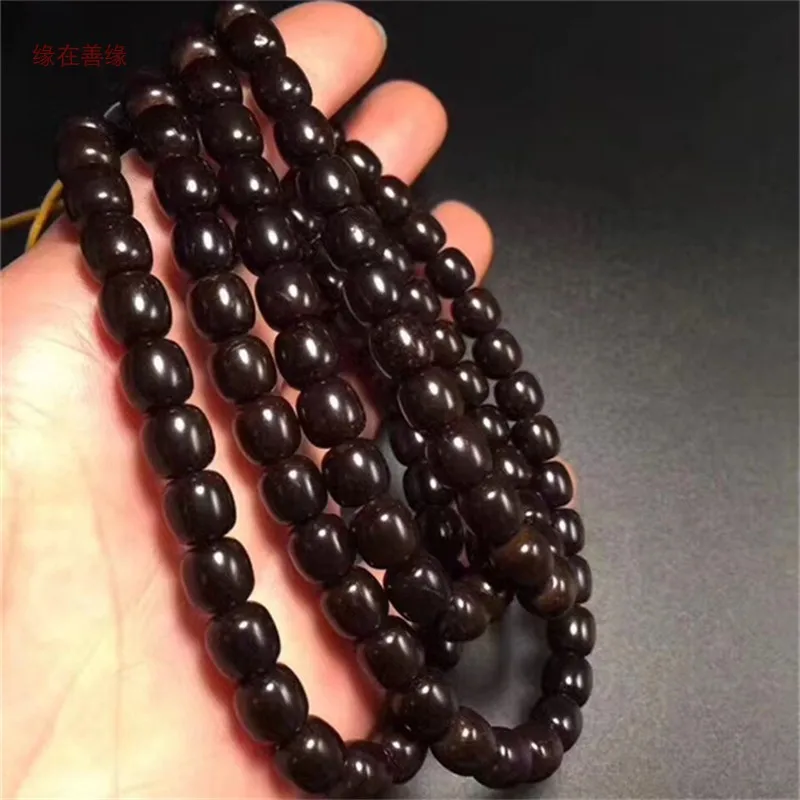 Genuine Goods Coconut Bracelets 108 Old Indonesian Material Natural Primary Color Beads Flat round Bead Men and Wom