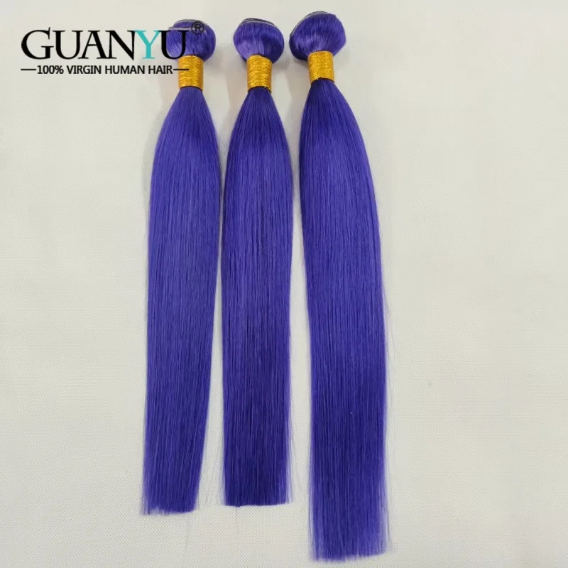 10A Blue Purple Straight Colored Human Hair Bundles 100% Human Hair Extensions 3/4 Bundle Deals Human Hair Weaves