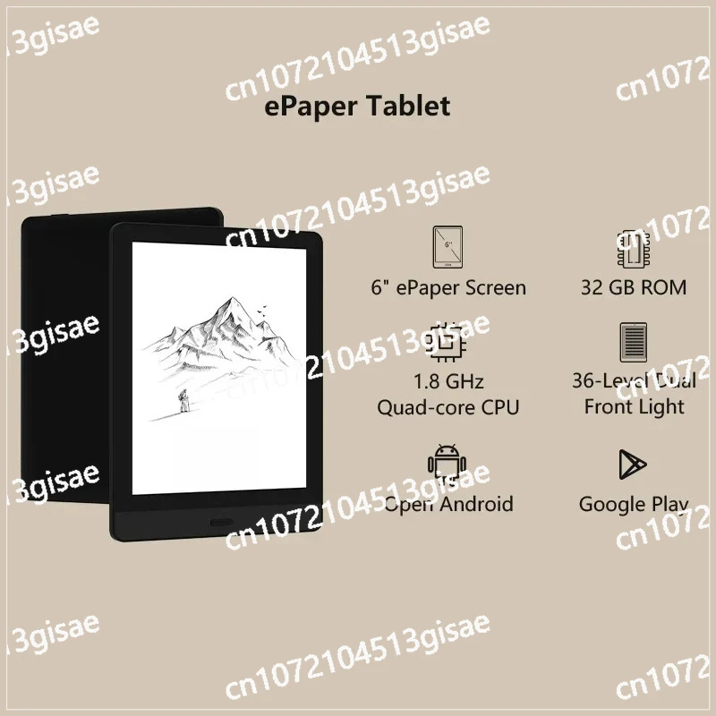 6-inch E-paper Portable Ebook Reader  Open System, Supports Google Play & Kindle APP electronic book tablet