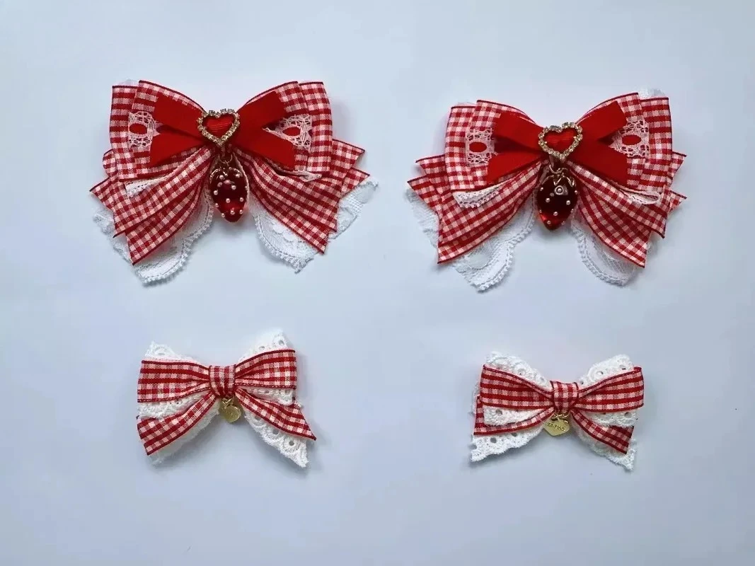 

Japanese Liz Plaid Lace Bow Hairpin Kawaii Party Hairclips Lolita Style Sweet and Cute Girl Versatile Hair Accessories Set