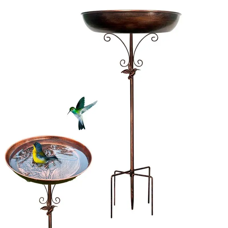 

Outdoor Bird Bath Lawn Birdfeeder Standing Metal Bird Feeder Bowl Decorations For Yard Patio Deck Backyard Balcony Outdoor