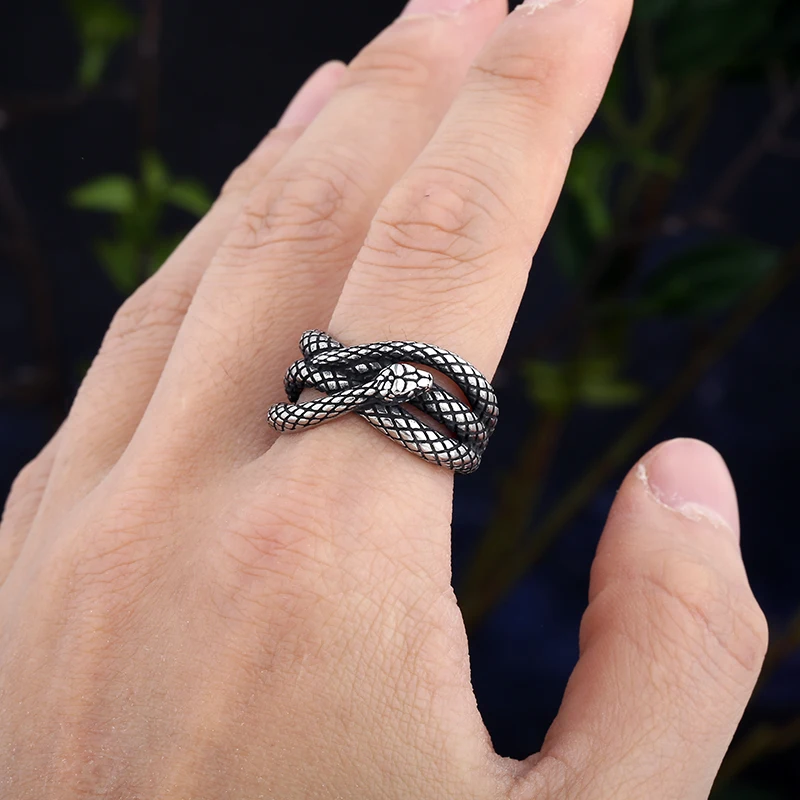 Mode 2023 Nieuwe Vintage Cool 316l Roestvrij Staal Slangenring Groothandelsprijs Voor Man Dieren Sieraden Vriendje Cadeau