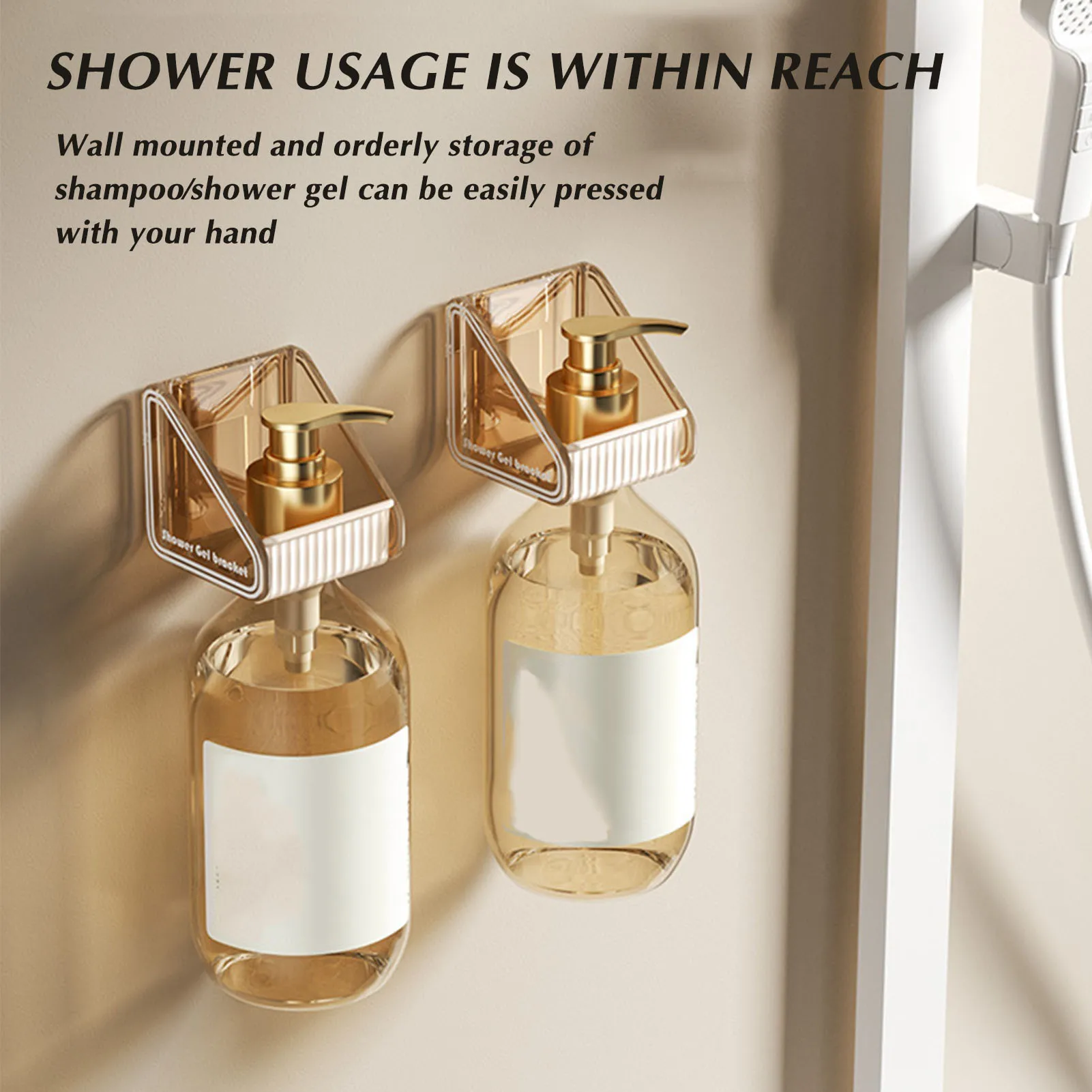 

Wall-Mounted Shampoo Holder Waterproof Oil-proof Gel Bottle Rack for Body Wash Shampoo Storage Rack Home Bathroom Storage Rack