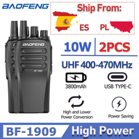 BF-1909 Baofeng  Walkie Talkie 10W High Power UHF 400-470mhz Two-way Radio Type C  Charging Long Range  CB Radio